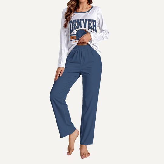 Discover Denver Pajama Set, Game Day Lounge Set, Denver Sports Fan Sleepwear
