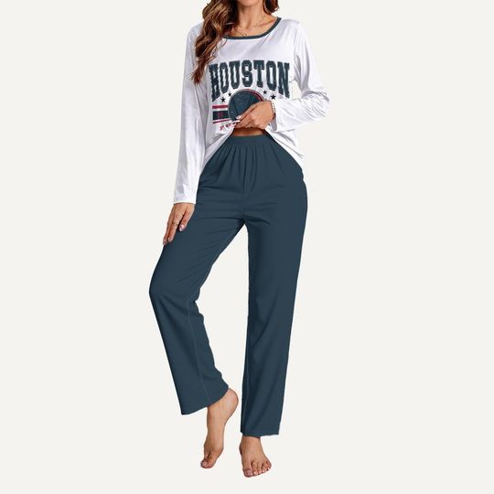 Discover Houston Pajama Set, Game Day Lounge Set, Houston Sports Fan Sleepwear