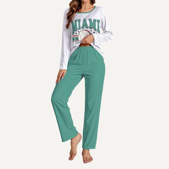 Discover Miami Pajama Set, Game Day Lounge Set, Miami Sports Fan Sleepwear