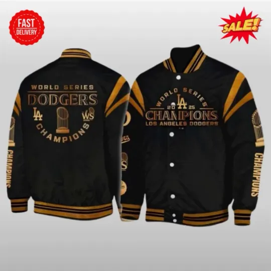 Discover Dodger 2025 Champions Black Baseball Jacket Gift For Christmas