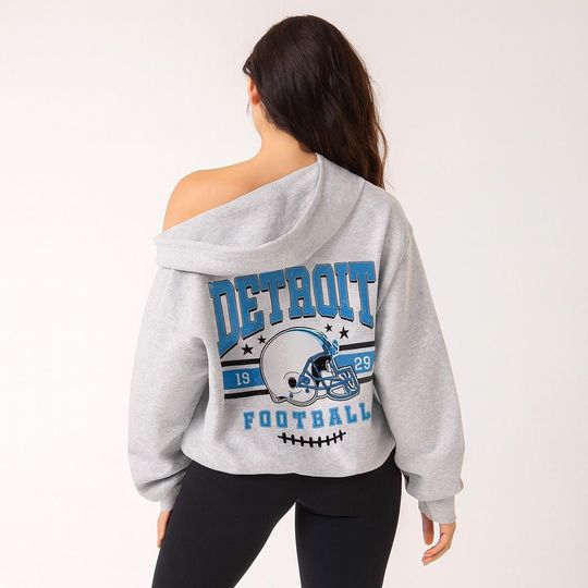 Discover Detroit Vintage Football Jacket, Unisex Retro Zip Up, Classic Athletic Style Outerwear