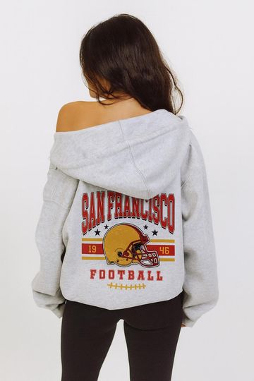 Discover San Francisco Vintage Football Jacket, Unisex Retro Zip Up, Classic Athletic Style Outerwear