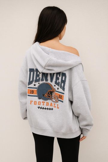 Discover Denver Vintage Football Jacket, Unisex Retro Zip Up, Classic Athletic Style Outerwear