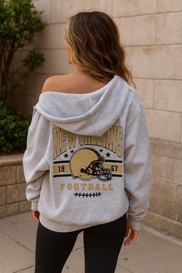 Discover New Orleans Vintage Football Jacket, Unisex Retro Zip Up, Classic Athletic Style Outerwear