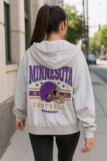 Discover Minnesota Vintage Football Jacket, Unisex Retro Zip Up, Classic Athletic Style Outerwear
