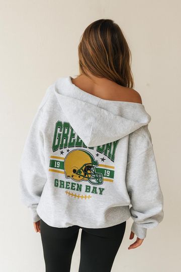 Discover Green Bay Vintage Football Jacket, Unisex Retro Zip Up, Classic Athletic Style Outerwear