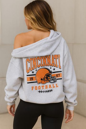 Discover Cincinnati Vintage Football Jacket, Unisex Retro Zip Up, Classic Athletic Style Outerwear