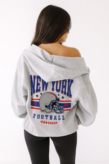 Discover New York Vintage Football Jacket, Unisex Retro Zip Up, Classic Athletic Style Outerwear