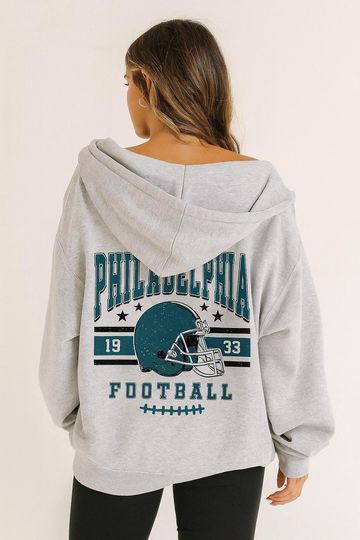 Philadelphia Vintage Football Jacket, Unisex Retro Zip Up, Classic Athletic Style Outerwear