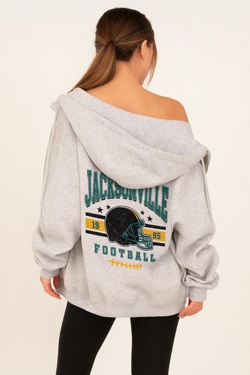 Discover Jacksonville Vintage Football Jacket, Unisex Retro Zip Up, Classic Athletic Style Outerwear