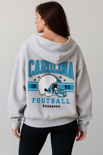 Discover Carolina Vintage Football Jacket, Unisex Retro Zip Up, Classic Athletic Style Outerwear