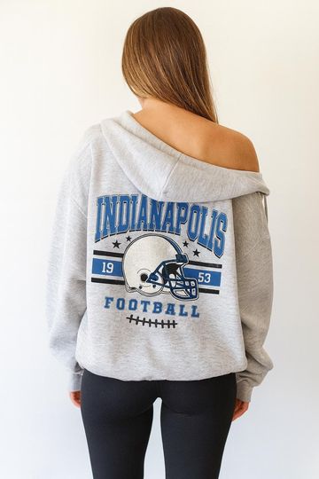 Discover Indianapolis Vintage Football Jacket, Unisex Retro Zip Up, Classic Athletic Style Outerwear
