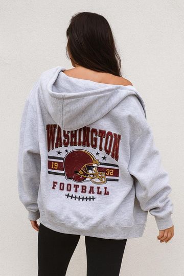 Discover Washington Vintage Football Jacket, Unisex Retro Zip Up, Classic Athletic Style Outerwear