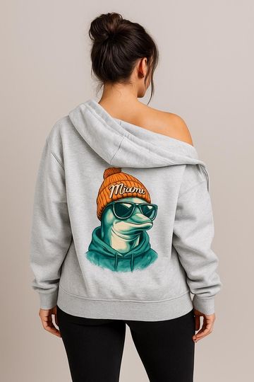 Discover Miami Football Mascot Oversized Zip Up Jacket, Unisex Cozy Game Day Hoodie, Athletic Streetwear Jacket
