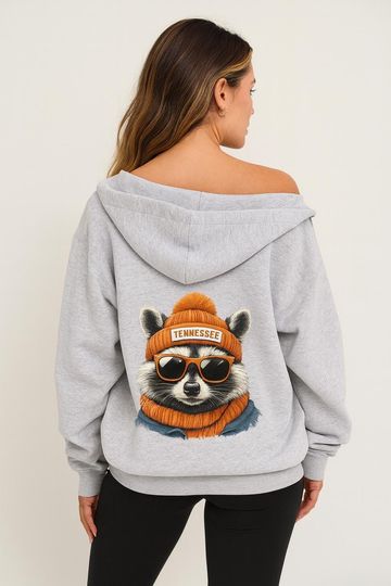 Discover Tennessee Football Mascot Oversized Zip Up Jacket, Unisex Cozy Game Day Hoodie, Athletic Streetwear Jacket