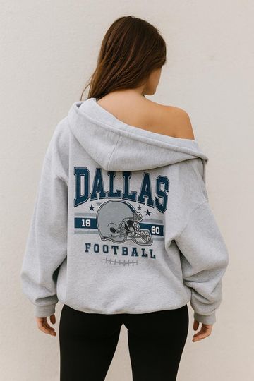 Discover Dallas Vintage Football Jacket, Unisex Retro Zip Up, Classic Athletic Style Outerwear