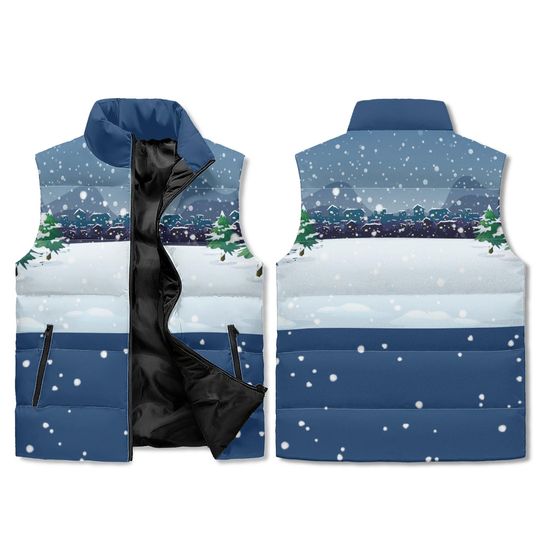 Discover Unisex Lightweight All Over Printing Stand Collar Zip Up Puffer Vest