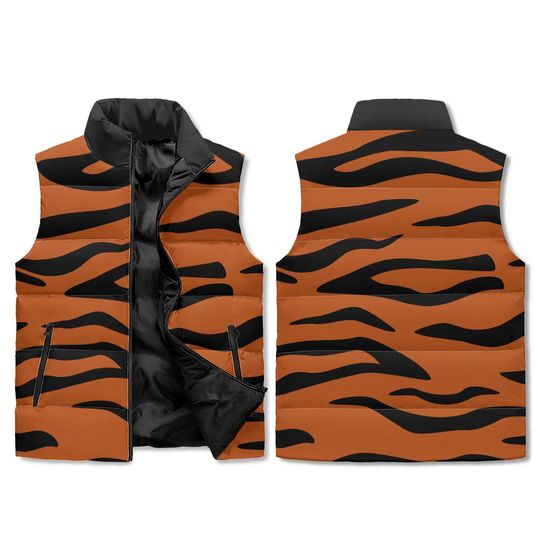 Discover Unisex Lightweight All Over Printing Stand Collar Zip Up Puffer Vest