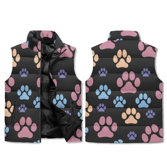 Unisex Lightweight All Over Printing Stand Collar Zip Up Puffer Vest