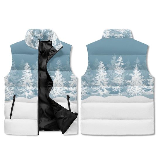 Discover Unisex Lightweight All Over Printing Stand Collar Zip Up Puffer Vest