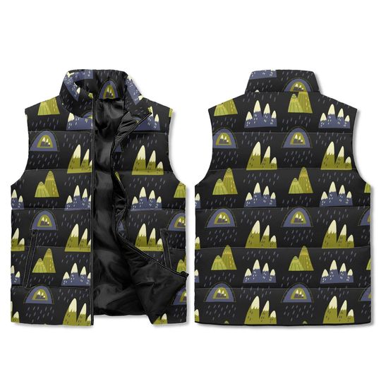 Unisex Lightweight All Over Printing Stand Collar Zip Up Puffer Vest