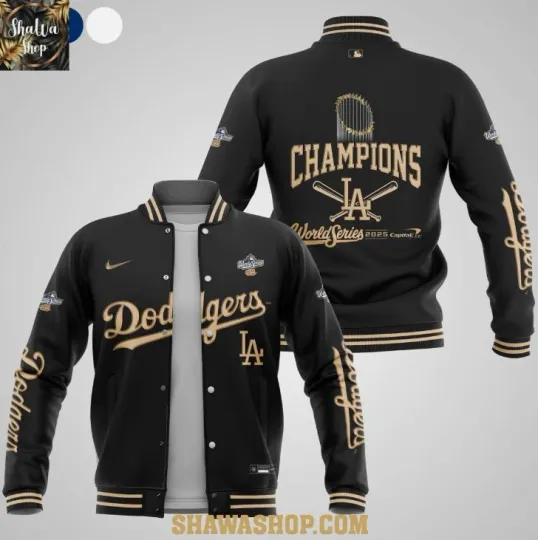 Discover Dodger Champions Full Black 2025 Baseball Jacket Gift For Christmas