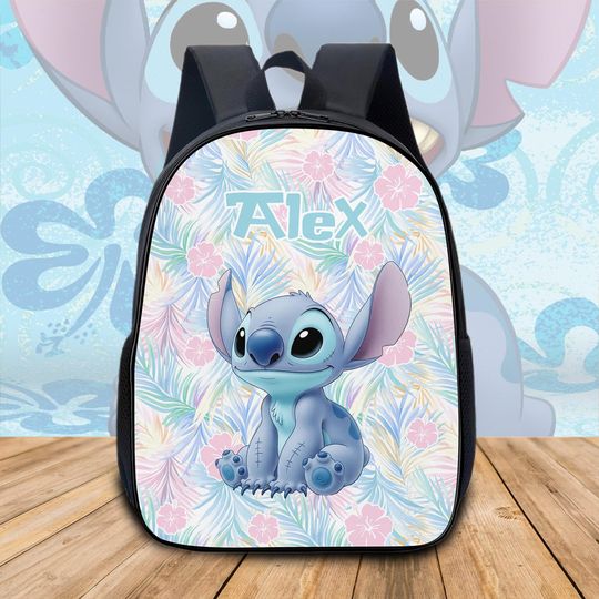 Discover Custom Name Stitch Backpack for Kids, Disney Lilo & Stitch School Bag