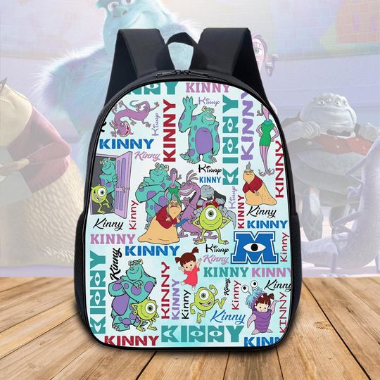 Discover Disney Monsters Inc Characters Backpack for Kids, Cartoon Water Bottle School Bag