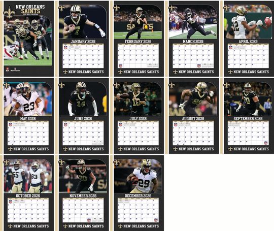 football New Orleans Saints 2026 Wall Calendar