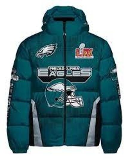 Super Bowl LIX Philadelphia Eagles Hooded Puffer Jacket