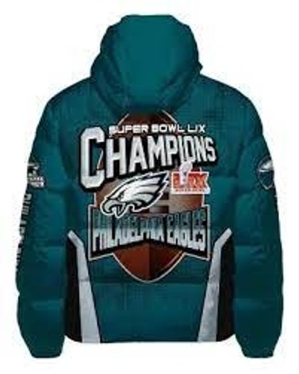 Super Bowl LIX Philadelphia Eagles Hooded Puffer Jacket