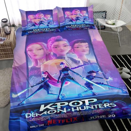 Kpop Demon Hunters Bedding Set Twin Full Queen King Size Girl Bedroom Duvet Cover Anime Bed Sheet