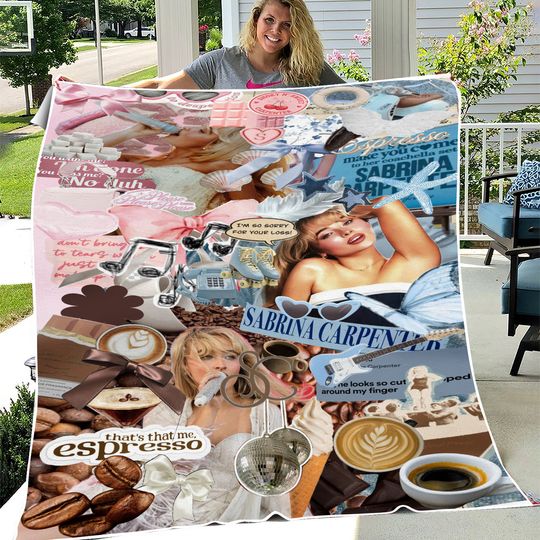 Retro Sabrina Carpenter Fleece Blanket | Short & Sweet Tour | Sabrina Tour Shirt | Concert Tour | Sabrina Merch | Sabrina Fan Gift