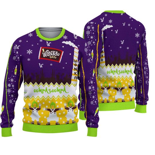 OFFICIAL CHRISTMAS JUMPER UGLY SWEATER WILLY WONKA AND THE CHOCOLATE FACTORY