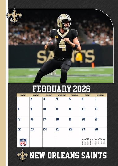 football New Orleans Saints 2026 Wall Calendar