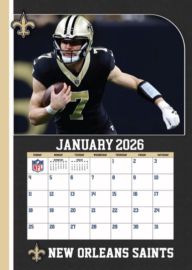 football New Orleans Saints 2026 Wall Calendar