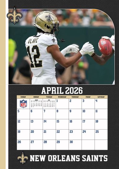 football New Orleans Saints 2026 Wall Calendar