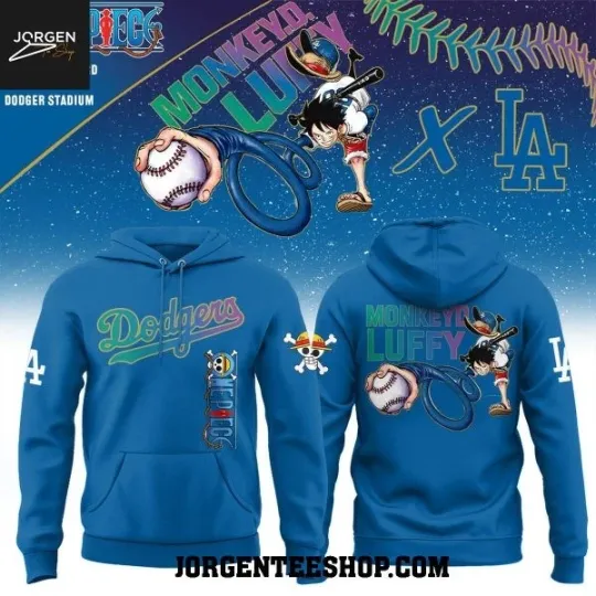 LA Dodgers One Piece Night 2026 Luffy 3D Graphic Pullover Hoodie