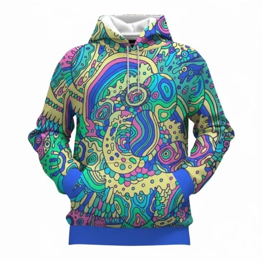 Discover Psychedelic Colorful Abstract Pattern 3D Design Hoodie For Men &amp