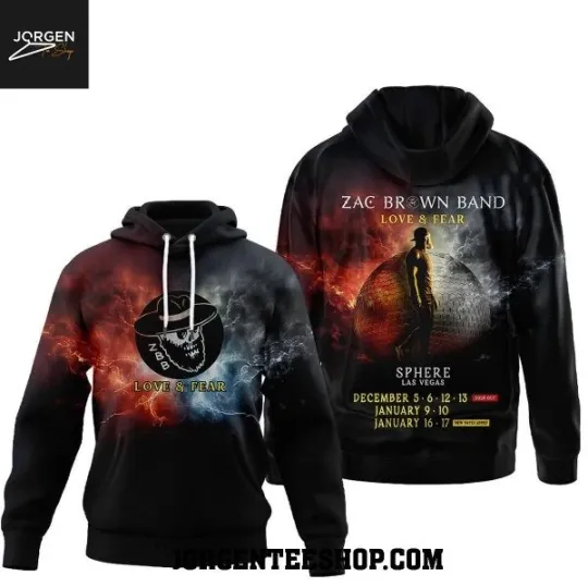 Discover Zac Brown Band Love And Dear Sphere 2026 Show Las Vegas Hoodie 3D