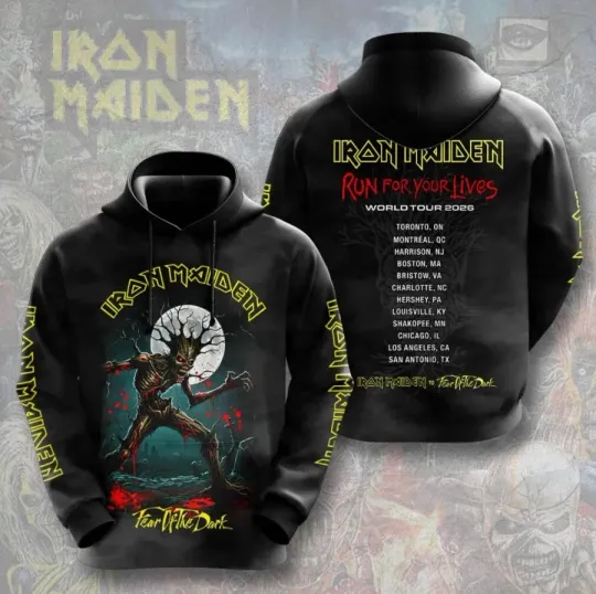 Iron Maiden Run For Your Lives World Tour 2026 3D Hoodie
