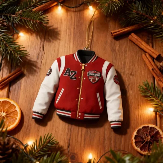 Discover XMAS Custom Acrylic Varsity Jacket Ornament Football Fan