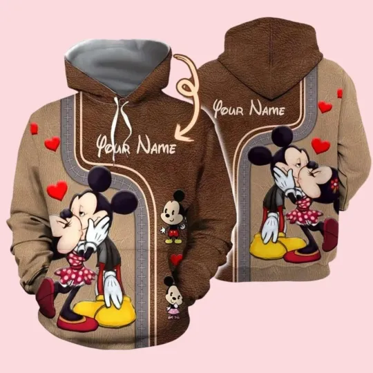 Discover Personalized Minnie And Mickey Couple Love Valentine's Day Hoodie 3D