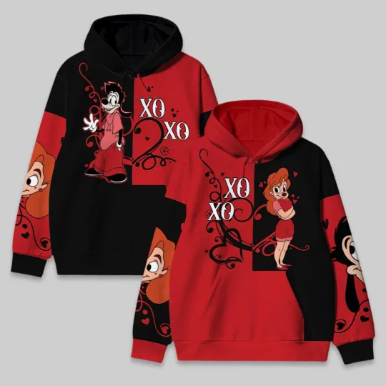 A Goofy Cartoon Max And Roxanne Happy Valentine's Day Hoodie 3D