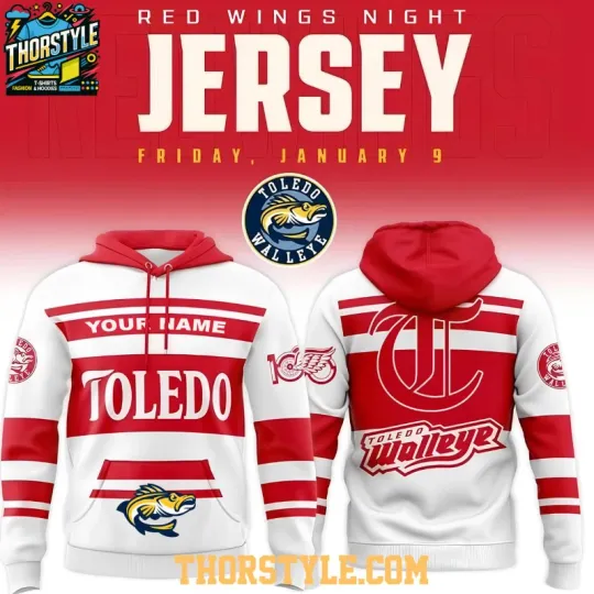 Toledo Walleye Detroit Red Wing Night 2025-2026 3D Hoodie