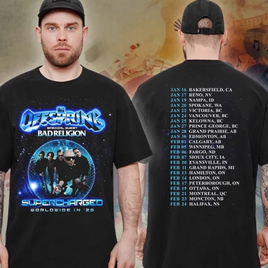 Discover The Offspring For Supercharged Worldwide Tour Sechdule On January 2026 T-Shirt