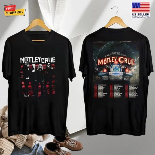 Discover Motley Crue Tour 2026 Carnival Of Sins T-sirt, 80s Music Merch Fan Gift Apparel