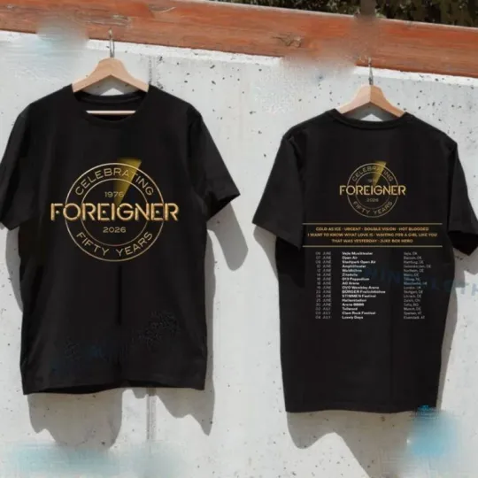 Discover Foreigner Celebrating Fifty Years Tour 2026 T-shirt Xmas Gift For Fans