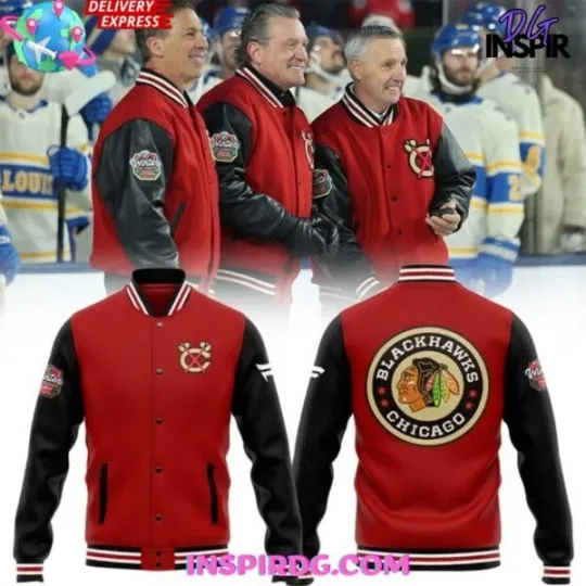 Discover 1Chicago 1Blackhawks NHL Winter Classic 2025 Red baseball Jacket