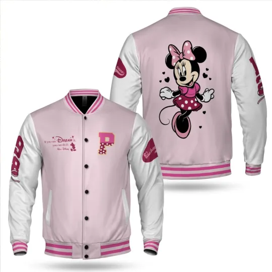 Discover Cute Minnie Mouse If You Dream It You Can Do It Valentine's Day Baseball Jacket